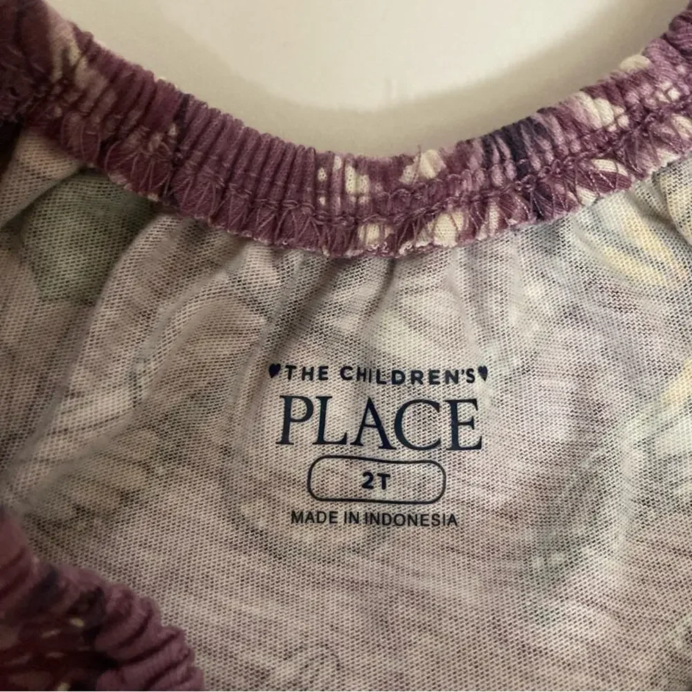 The Children’s Place Toddler Purple Butterflies Dragonflies Roses Romper 2T
